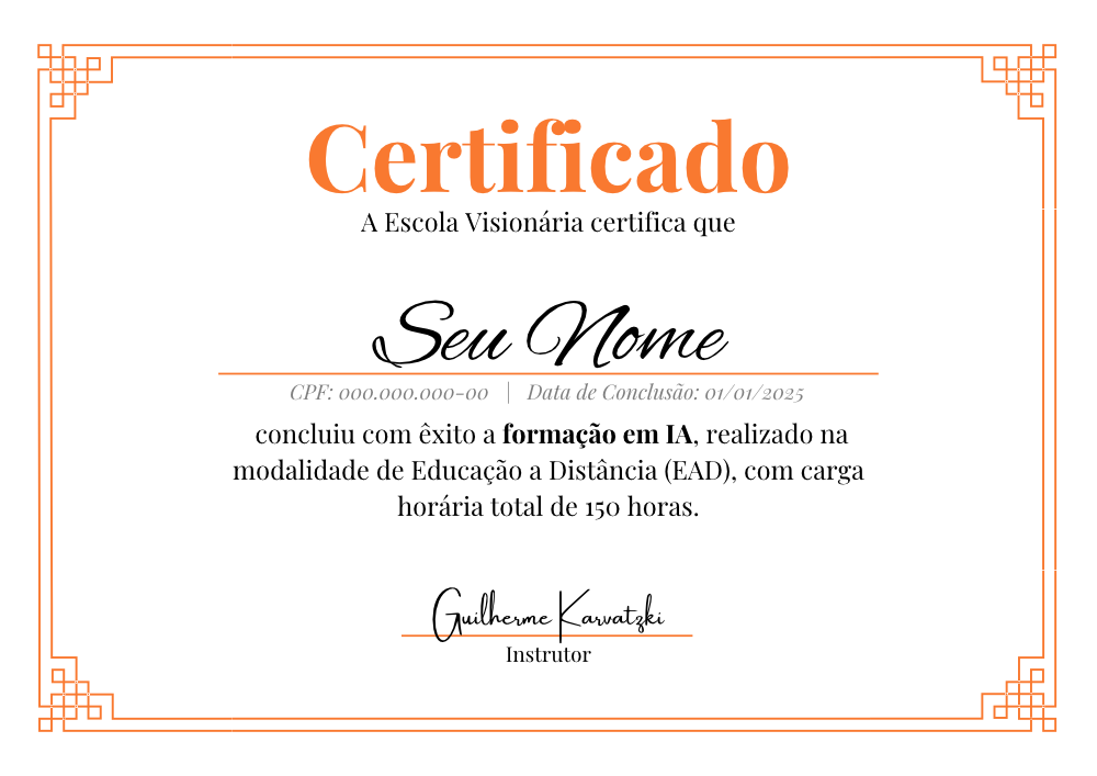Certificado de conclusão da Escola VisionárIA